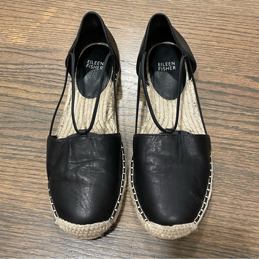 EILEEN FISHER Lee Washed Leather Espadrille size 9